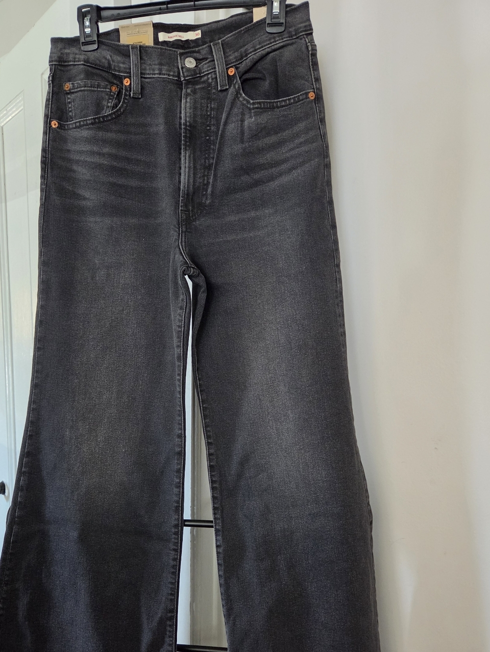 Levi's Premium Ribcage Bell High Rise Flare Jeans - Black Wash
